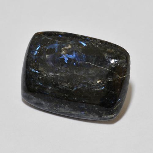 Nuummite nero con scintillio blu naturale da 6,81 ct, taglio a cuscino, opaco