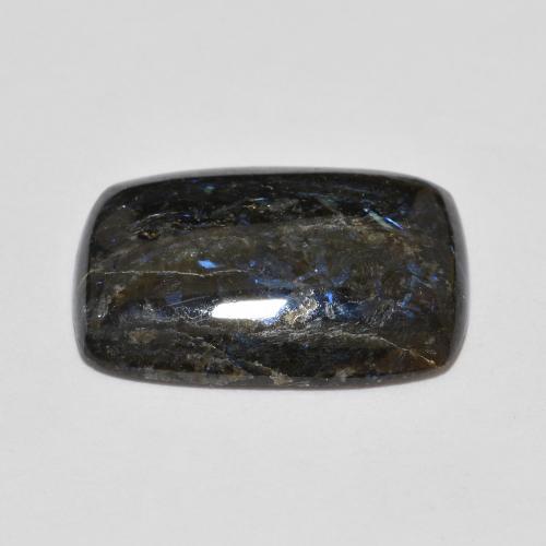 Nuummite nero con scintillio blu naturale da 6,81 ct, taglio a cuscino, opaco