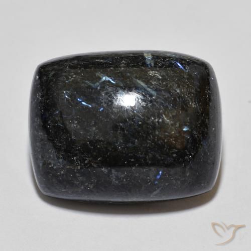 Nuummite Nero con scintillio blu naturale da 17.27 ct, Cuscino, Opaco