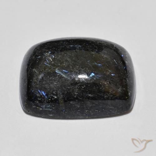 Nuummite Nero con scintillio blu naturale da 17.27 ct, Cuscino, Opaco