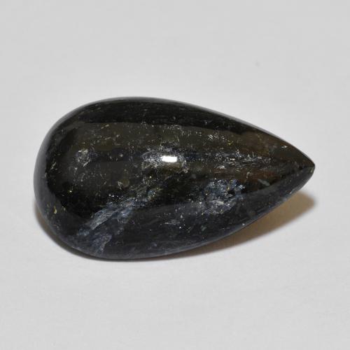 Nuummite naturale nero da 7,64 ct, taglio a pera, opaco