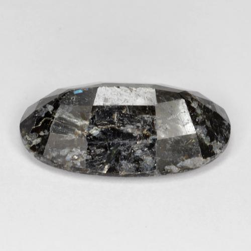 Nuummite Nero con scintillio blu naturale da 14.34 ct, Taglio ovale, Opaco