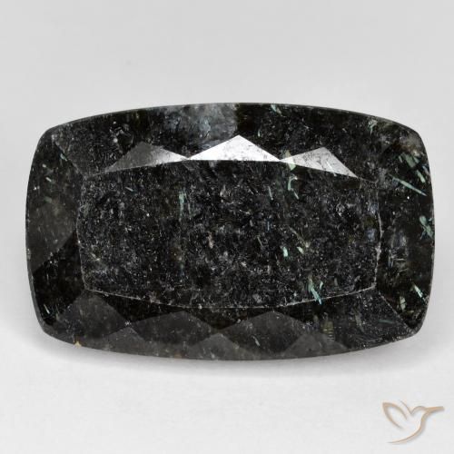 31.64ct Naturale Nero con scintillio blu Nuummite, Cuscino, Opaco