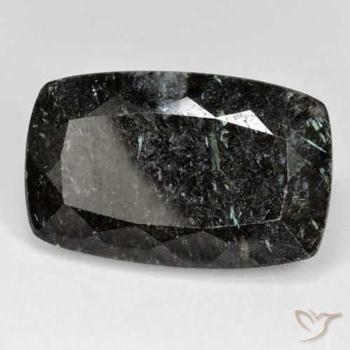 Nuummite Nero con scintillio blu naturale da 31.64 ct, Cuscino, Opaco