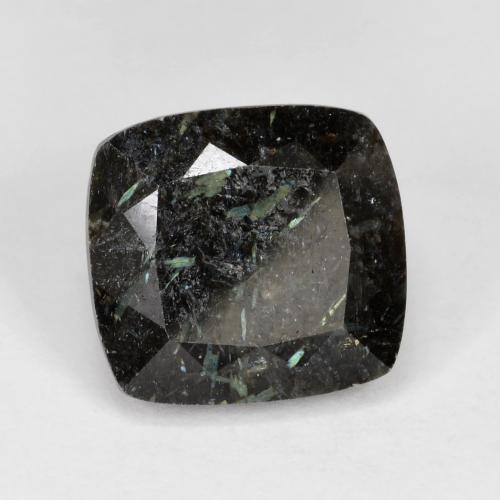 Nuummite naturale nero con scintillio blu da 7,92 ct, taglio a cuscino, opaco