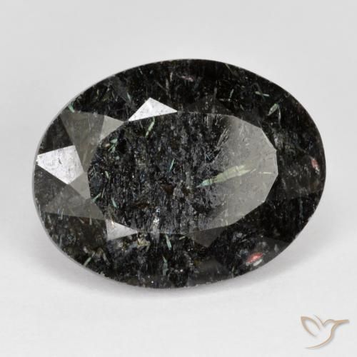 Nuummite Nero con scintillio blu naturale da 22.20 ct, Ovale, Opaco
