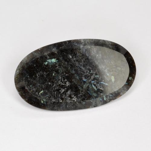Nuummite Nero con scintillio blu naturale da 7.30 ct, Taglio ovale, Opaco