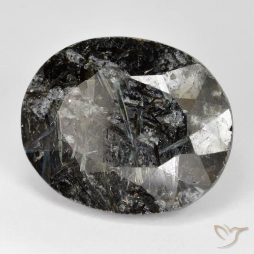 Nuummite Nero con scintillio blu naturale da 31.63 ct, Ovale, Opaco