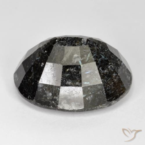 Nuummite Nero con scintillio blu naturale da 31.63 ct, Ovale, Opaco