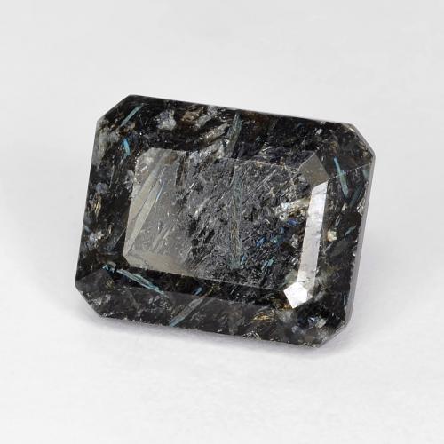 Nuummite naturale nero da 7,31 ct, taglio smeraldo, opaco