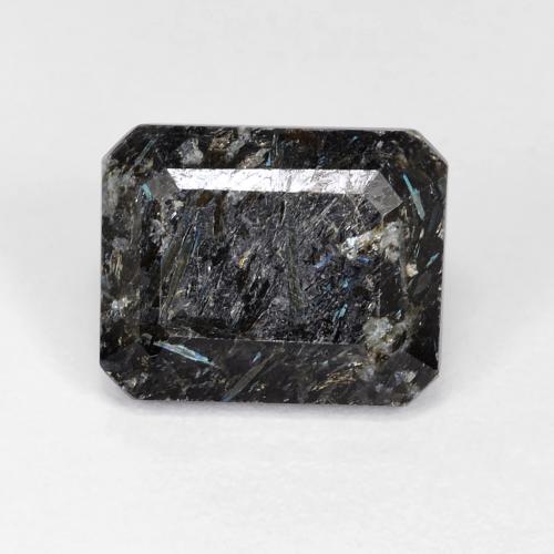 Nuummite naturale nero da 7,31 ct, taglio smeraldo, opaco