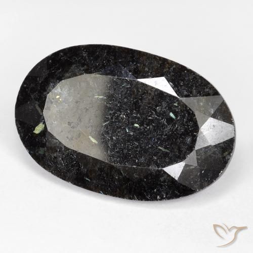 Nuummite Nero con scintillio blu naturale da 21.59 ct, Ovale, Opaco