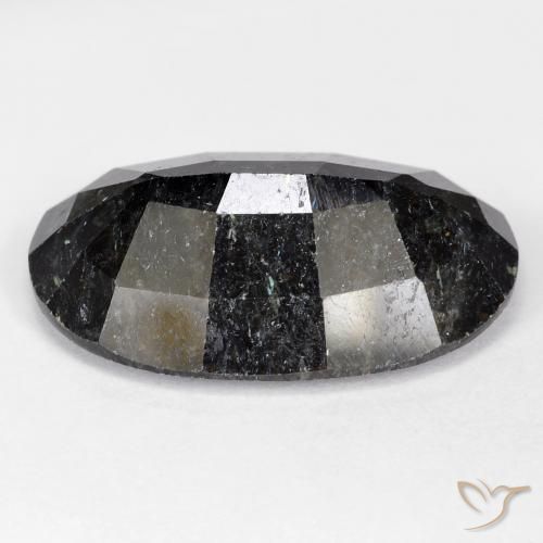 Nuummite Nero con scintillio blu naturale da 21.59 ct, Ovale, Opaco