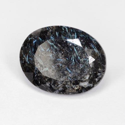 Nuummite naturale nero con scintillio blu da 8,47 ct, taglio ovale, opaco