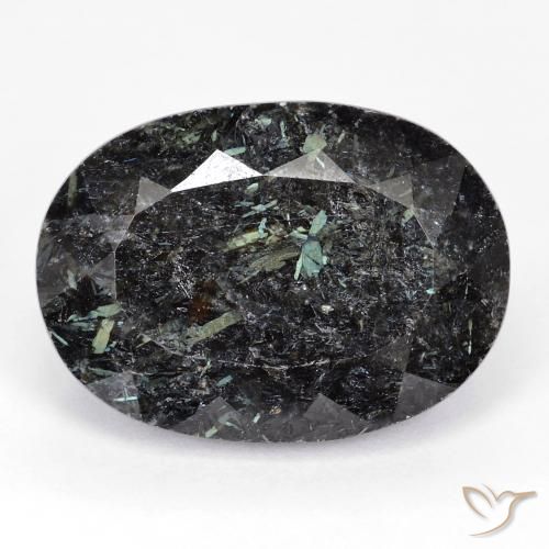 29.76ct Naturale Nero con scintillio blu Nuummite, Ovale, Opaco