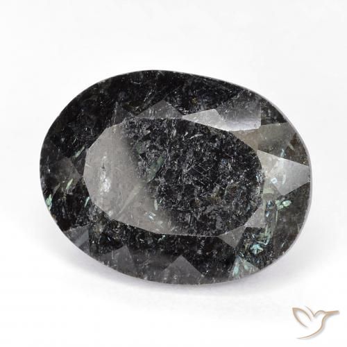 Nuummite Nero con scintillio blu naturale da 20.28 ct, Ovale, Opaco