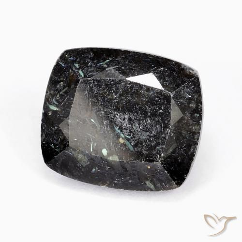 Nuummite Nero con scintillio blu naturale da 10.25 ct, Taglio a cuscino, Opaco