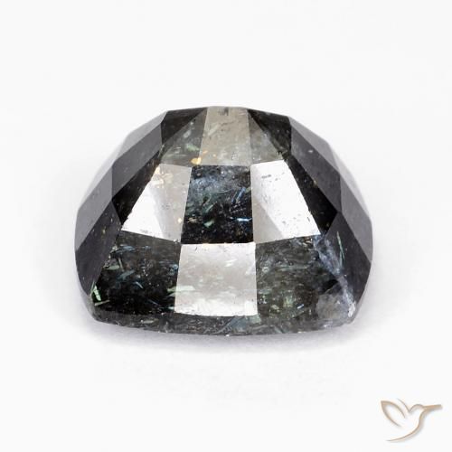 Nuummite Nero con scintillio blu naturale da 10.25 ct, Taglio a cuscino, Opaco