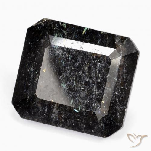 Nuummite Nero con scintillio blu naturale da 26.45 ct, Ottagonale / Taglio smeraldo, Opaco