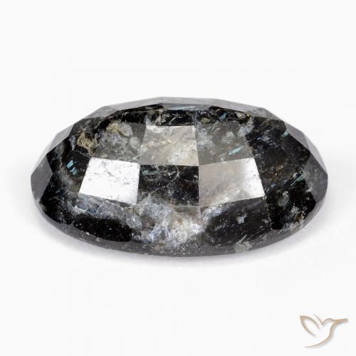Nuummite Nero con scintillio blu naturale da 21.56 ct, Ovale, Opaco