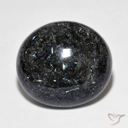 15.33ct Naturale Nero con scintillio blu Nuummite, Ovale, Opaco