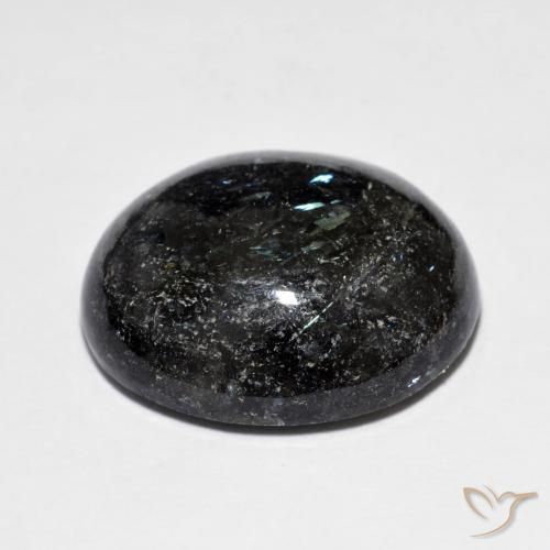 Nuummite Nero con scintillio blu naturale da 15.33 ct, Ovale, Opaco