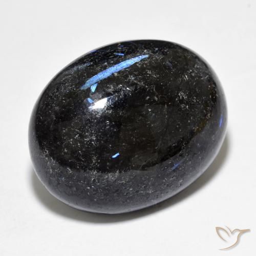 Nuummite Nero con scintillio blu naturale da 21.81 ct, Ovale, Opaco