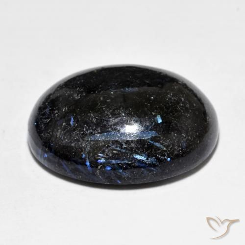 Nuummite Nero con scintillio blu naturale da 21.81 ct, Ovale, Opaco