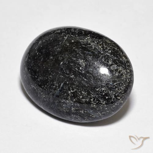 Nuummite Nero con scintillio blu naturale da 11.12 ct, Ovale, Opaco