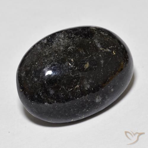 Nuummite Nero con scintillio blu naturale da 20.25 ct, Ovale, Opaco