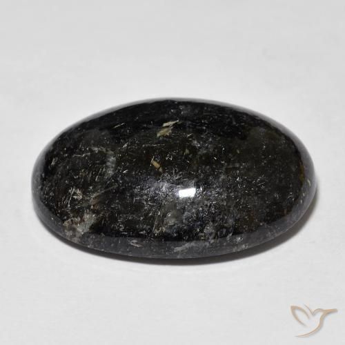 Nuummite Nero con scintillio blu naturale da 20.25 ct, Ovale, Opaco