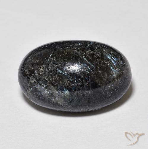 13.23ct Naturale Nero con scintillio blu Nuummite, Ovale, Opaco