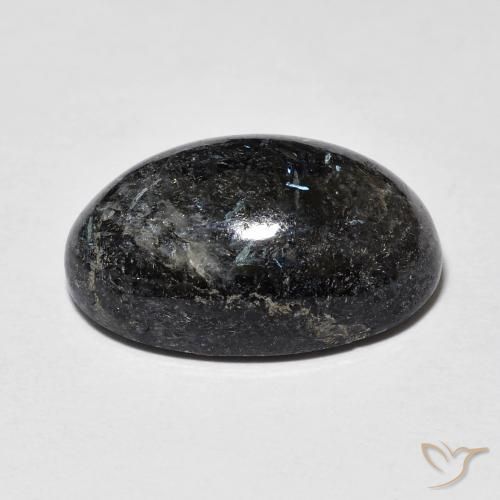 Nuummite Nero con scintillio blu naturale da 13.23 ct, Ovale, Opaco