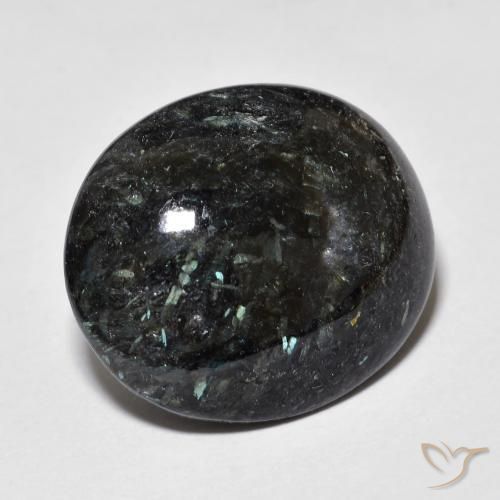 Nuummite Nero con scintillio blu naturale da 18.31 ct, Ovale, Opaco
