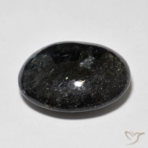 Nuummite Nero con scintillio blu naturale da 18.31 ct, Ovale, Opaco