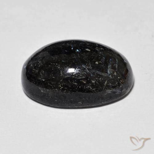 Nuummite Nero con scintillio blu naturale da 12.71 ct, Ovale, Opaco