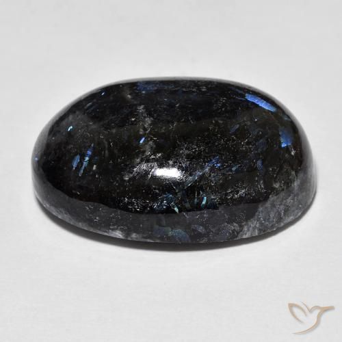 Nuummite Nero con scintillio blu naturale da 28.34 ct, Ovale, Opaco