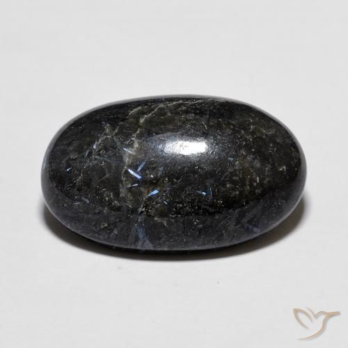 9.75ct Naturale Nero con scintillio blu Nuummite, Ovale, Opaco