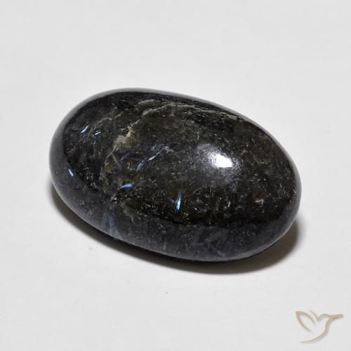 Nuummite Nero con scintillio blu naturale da 9.75 ct, Ovale, Opaco