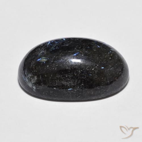 Nuummite Nero con scintillio blu naturale da 16.43 ct, Ovale, Opaco