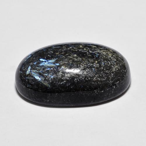 Nuummite naturale nero da 11,98 ct, taglio ovale, opaco
