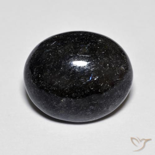 9.11ct Naturale Nero con scintillio blu Nuummite, Ovale, Opaco