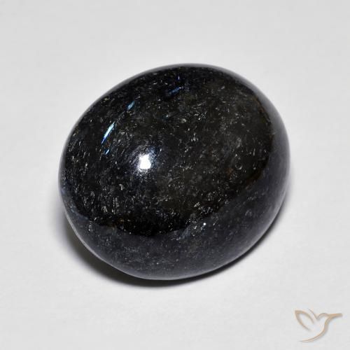 Nuummite Nero con scintillio blu naturale da 9.11 ct, Ovale, Opaco