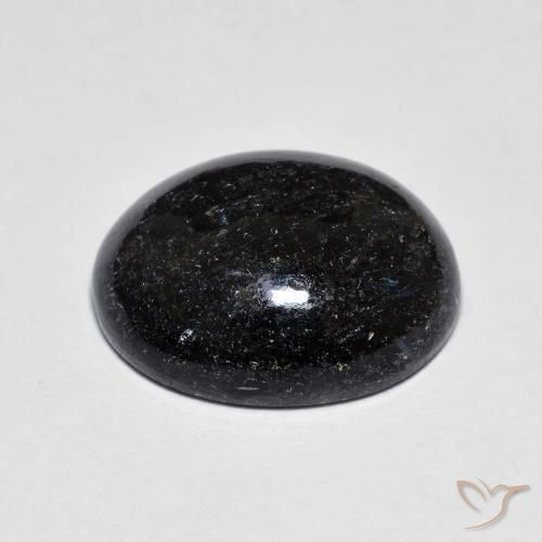 Nuummite Nero con scintillio blu naturale da 9.11 ct, Ovale, Opaco