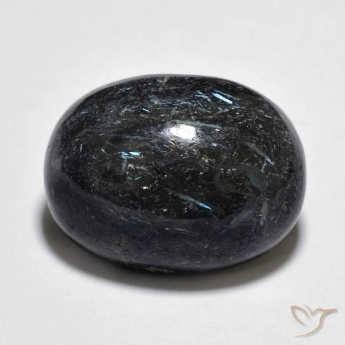 15.11ct Naturale Nero con scintillio blu Nuummite, Ovale, Opaco