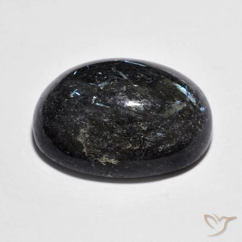 Nuummite Nero con scintillio blu naturale da 15.11 ct, Ovale, Opaco
