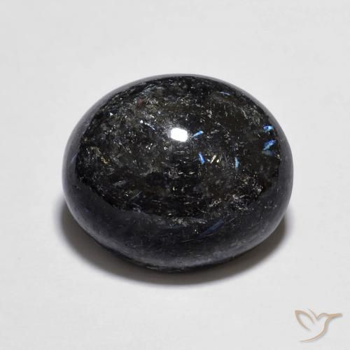 6.95ct Naturale Nero con scintillio blu Nuummite, Ovale, Opaco