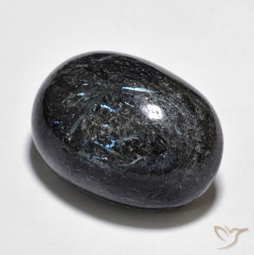 Nuummite Nero con scintillio blu naturale da 25.34 ct, Ovale, Opaco