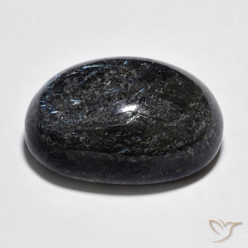 Nuummite Nero con scintillio blu naturale da 25.34 ct, Ovale, Opaco