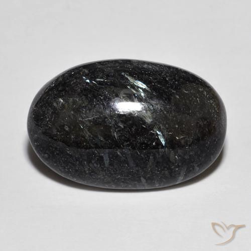 Nuummite Nero con scintillio blu naturale da 13.93 ct, Ovale, Opaco
